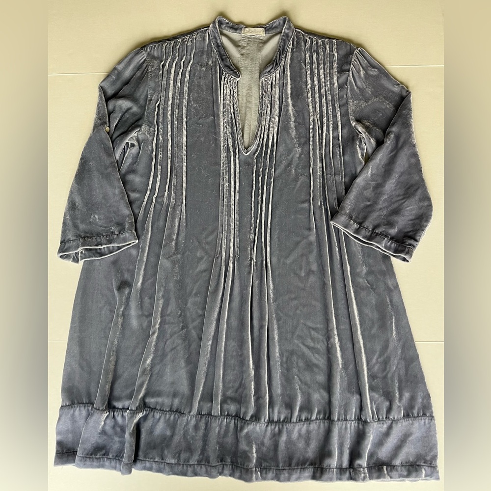 Cp Shades Regina Lavender Crushed Velvet Pintucked Tunic Dress